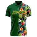 Custom Tropical Pineapple Golf Polo Shirt Green Yellow Palm Leaf Flower 3D Performance Sublimation, Custom Logo, Men Women Unisex