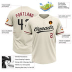 Custom 2-Button Softball Jersey Cream Black Crimson Sublimation, Custom Name Number, Women Girls Unisex Youth