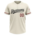Custom 2-Button Softball Jersey Cream Black Crimson Sublimation, Custom Name Number, Women Girls Unisex Youth