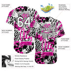 Custom Graffiti Pattern Baseball Jersey White Black Sublimation, Custom Name Number, Men Youth Unisex