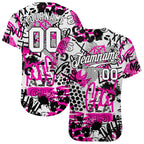 Custom Graffiti Pattern Baseball Jersey White Black Sublimation, Custom Name Number, Men Youth Unisex