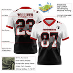Custom Gradient Geometric Flag Football Jersey White Black Red Sublimation, Custom Name Number, Men Youth Unisex
