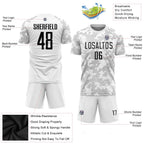 Custom Soccer Jersey White Black Sublimation, Team Uniform Kit, Custom Name Number, Unisex Men Women Youth