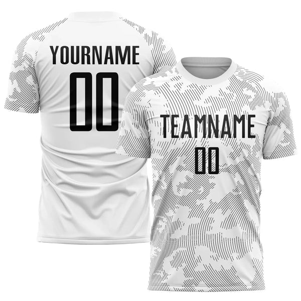 Custom Soccer Jersey White Black Sublimation, Team Uniform Kit, Custom Name Number, Unisex Men Women Youth