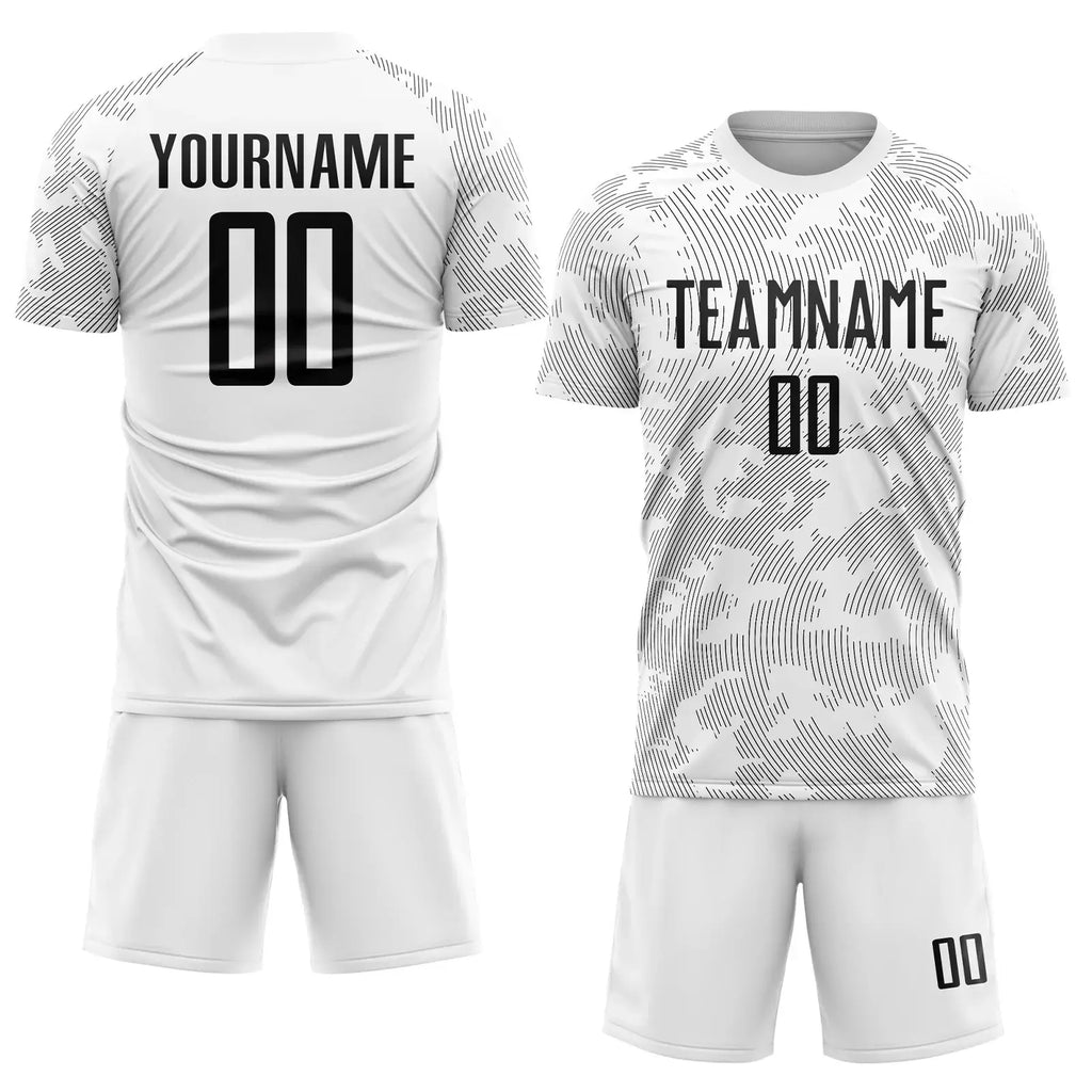 Custom Soccer Jersey White Black Sublimation, Team Uniform Kit, Custom Name Number, Unisex Men Women Youth
