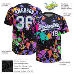 Custom 2-Button Graffiti Pattern Softball Jersey 3D White Light Blue Sublimation, Custom Name Number, Women Girls Unisex Youth