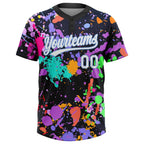 Custom 2-Button Graffiti Pattern Softball Jersey 3D White Light Blue Sublimation, Custom Name Number, Women Girls Unisex Youth