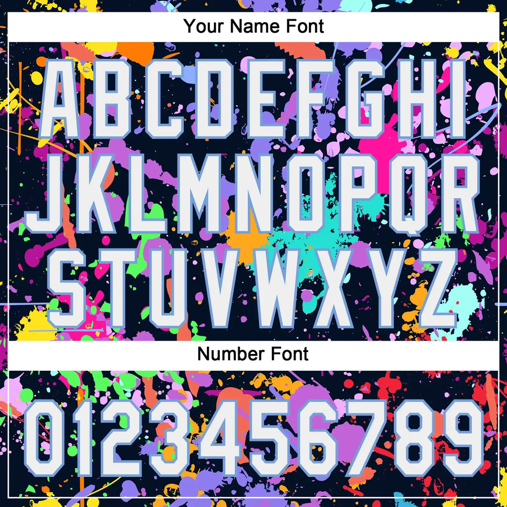 Custom 2-Button Graffiti Pattern Softball Jersey 3D White Light Blue Sublimation, Custom Name Number, Women Girls Unisex Youth