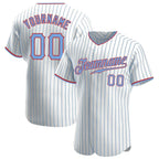 Custom White Light Blue Pinstripe Baseball Jersey Light Blue Red Sublimation, Custom Name Number, Men Youth Unisex
