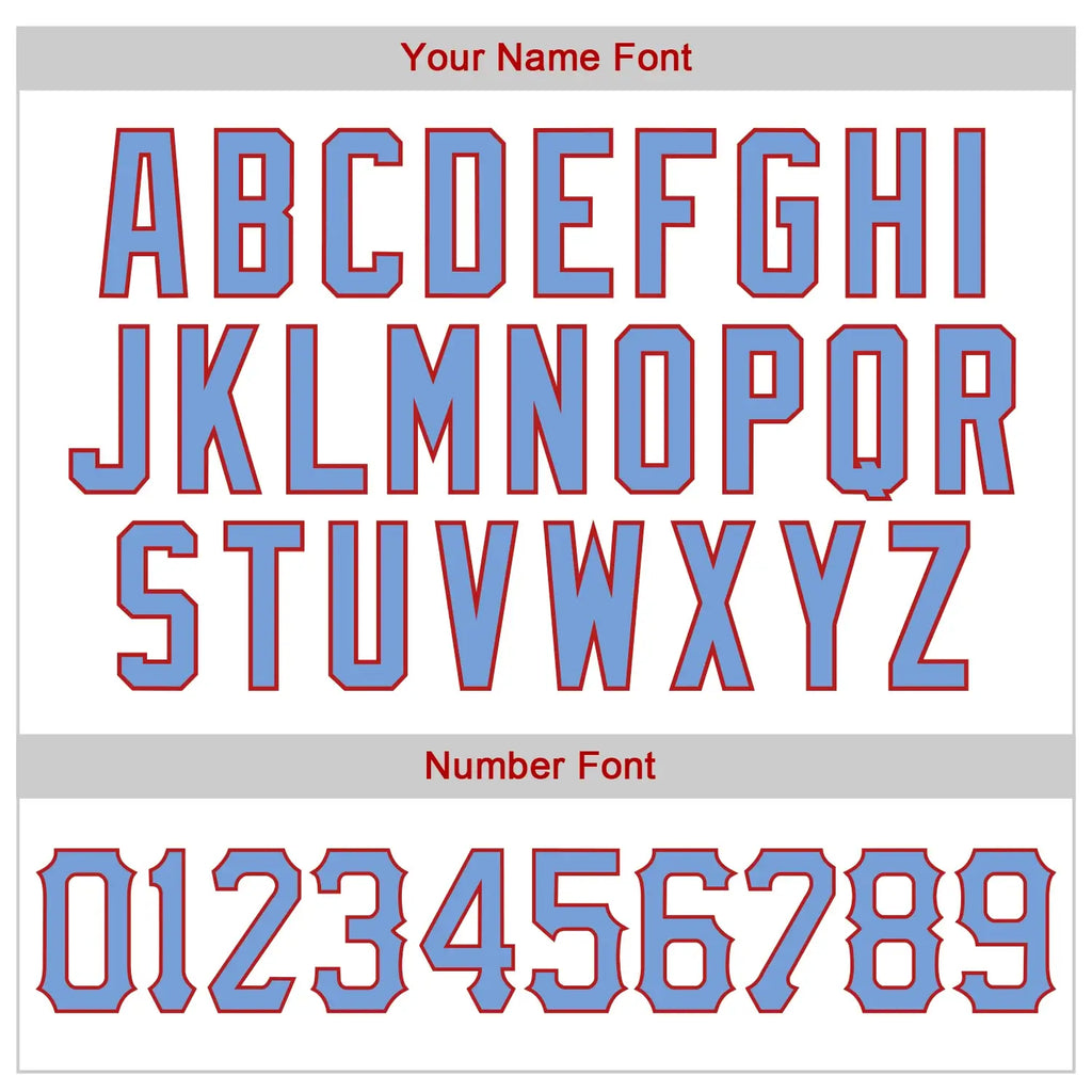 Custom White Light Blue Pinstripe Baseball Jersey Light Blue Red Sublimation, Custom Name Number, Men Youth Unisex