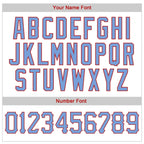 Custom White Light Blue Pinstripe Baseball Jersey Light Blue Red Sublimation, Custom Name Number, Men Youth Unisex
