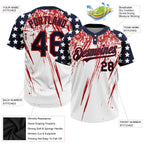 Custom 2-Button Softball Jersey American Flag Fashion 3D White Navy Red Sublimation, Custom Name Number, Women Girls Unisex Youth