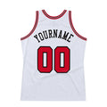 Custom Throwback Basketball Jersey White Red Black Sublimation, Team Uniform Kit, Custom Name Number, Unisex Men Women Youth