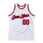 Custom Throwback Basketball Jersey White Red Black Sublimation, Team Uniform Kit, Custom Name Number, Unisex Men Women Youth