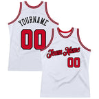 Custom Throwback Basketball Jersey White Red Black Sublimation, Team Uniform Kit, Custom Name Number, Unisex Men Women Youth