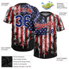 Custom 2-Button Softball Jersey American Flag Patriotic 3D White Royal Blue Red Sublimation, Custom Name Number, Women Girls Unisex Youth