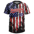 Custom 2-Button Softball Jersey American Flag Patriotic 3D White Royal Blue Red Sublimation, Custom Name Number, Women Girls Unisex Youth