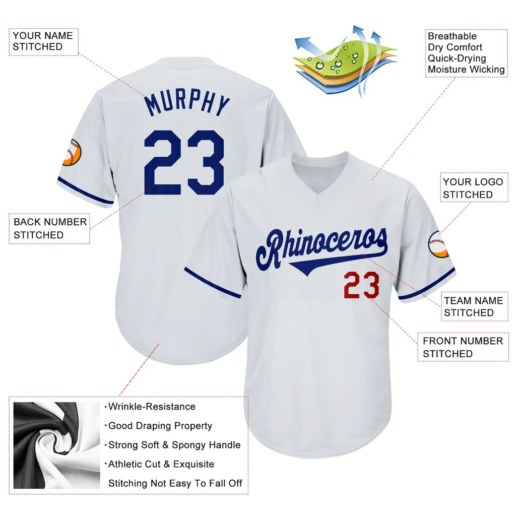 Custom Throwback Rib Knit Baseball Jersey White Royal Red Sublimation, Custom Name Number, Men Youth Unisex
