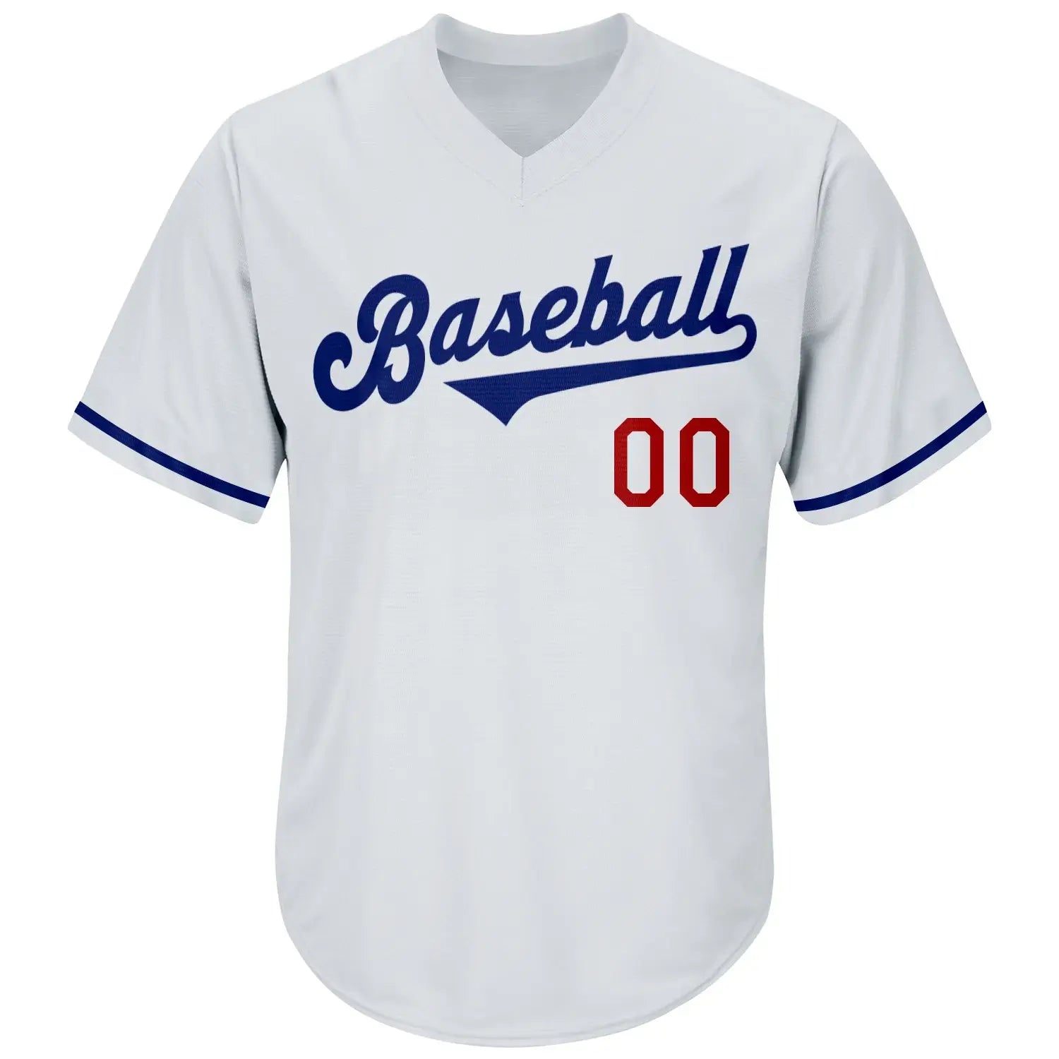 Custom Throwback Rib Knit Baseball Jersey White Royal Red Sublimation, Custom Name Number, Men Youth Unisex