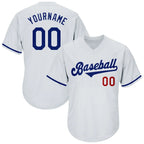 Custom Throwback Rib Knit Baseball Jersey White Royal Red Sublimation, Custom Name Number, Men Youth Unisex