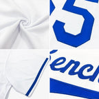 Custom Throwback Rib Knit Baseball Jersey White Royal Red Sublimation, Custom Name Number, Men Youth Unisex