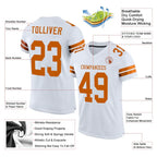 Custom Mesh Football Jersey White Texas Orange Pro Style Sublimation, Custom Name Number, Men Youth Unisex