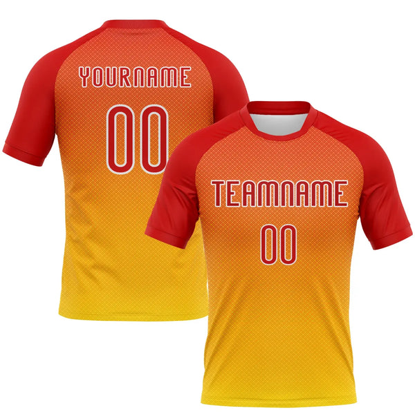 Custom Geometric Shape Volleyball Jersey Yellow Red White Sublimation, Custom Name Number, Women Girls Unisex Youth