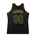 Custom Black and Old Gold Throwback Basketball Jersey 4