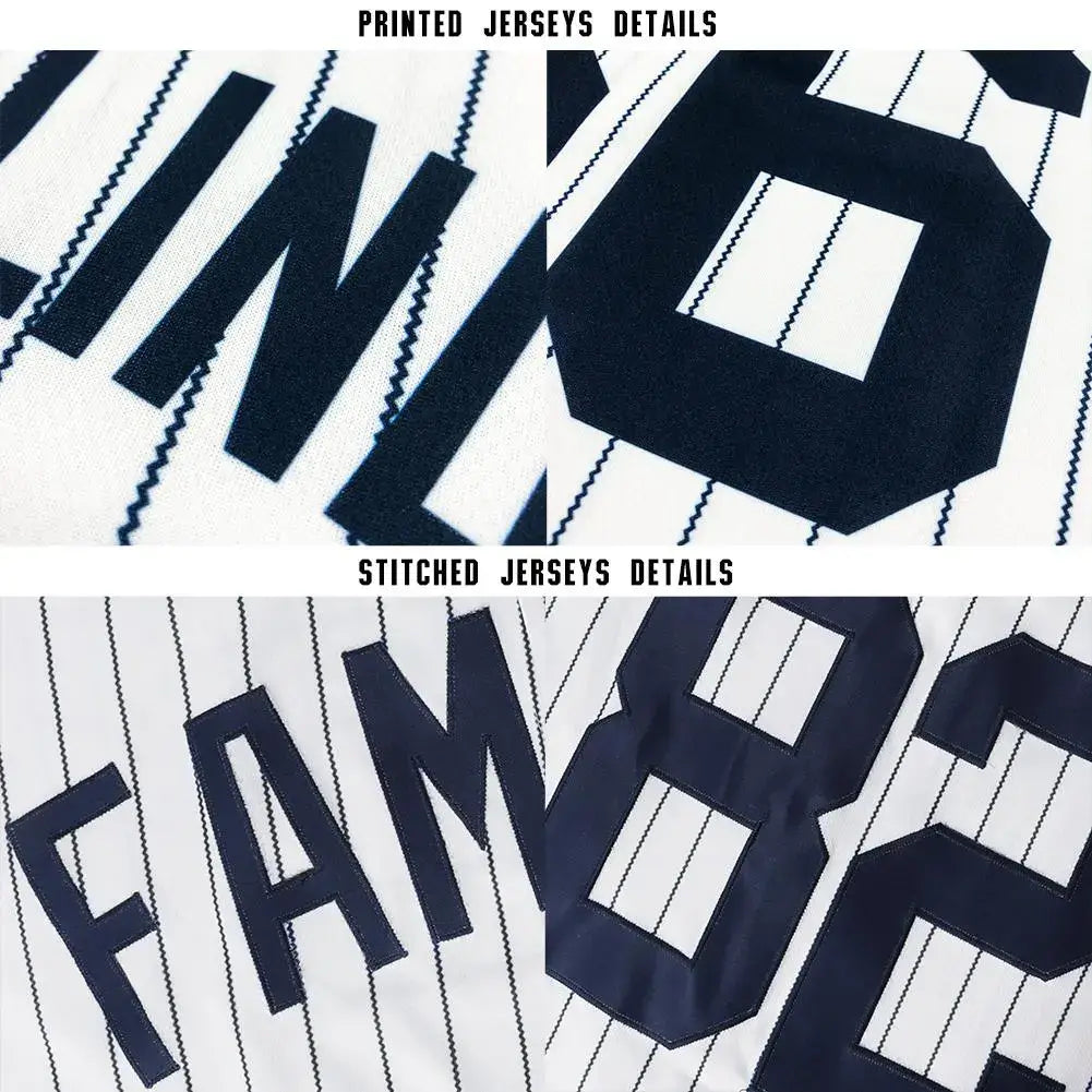 Custom Pinstripe Baseball Jersey White Navy Sublimation, Custom Name Number, Men Youth Unisex