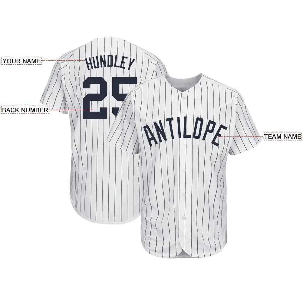 Custom Pinstripe Baseball Jersey White Navy Sublimation, Custom Name Number, Men Youth Unisex