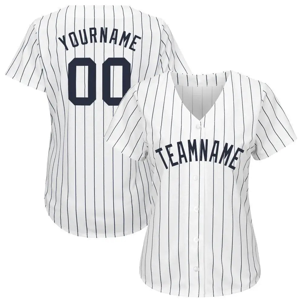 Custom Pinstripe Baseball Jersey White Navy Sublimation, Custom Name Number, Men Youth Unisex
