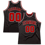 Custom Black  Red Pinstripe Basketball Jersey Red White Stitched Personalized Name Number