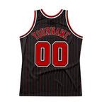 Custom Black  Red Pinstripe Basketball Jersey Red White Stitched Personalized Name Number