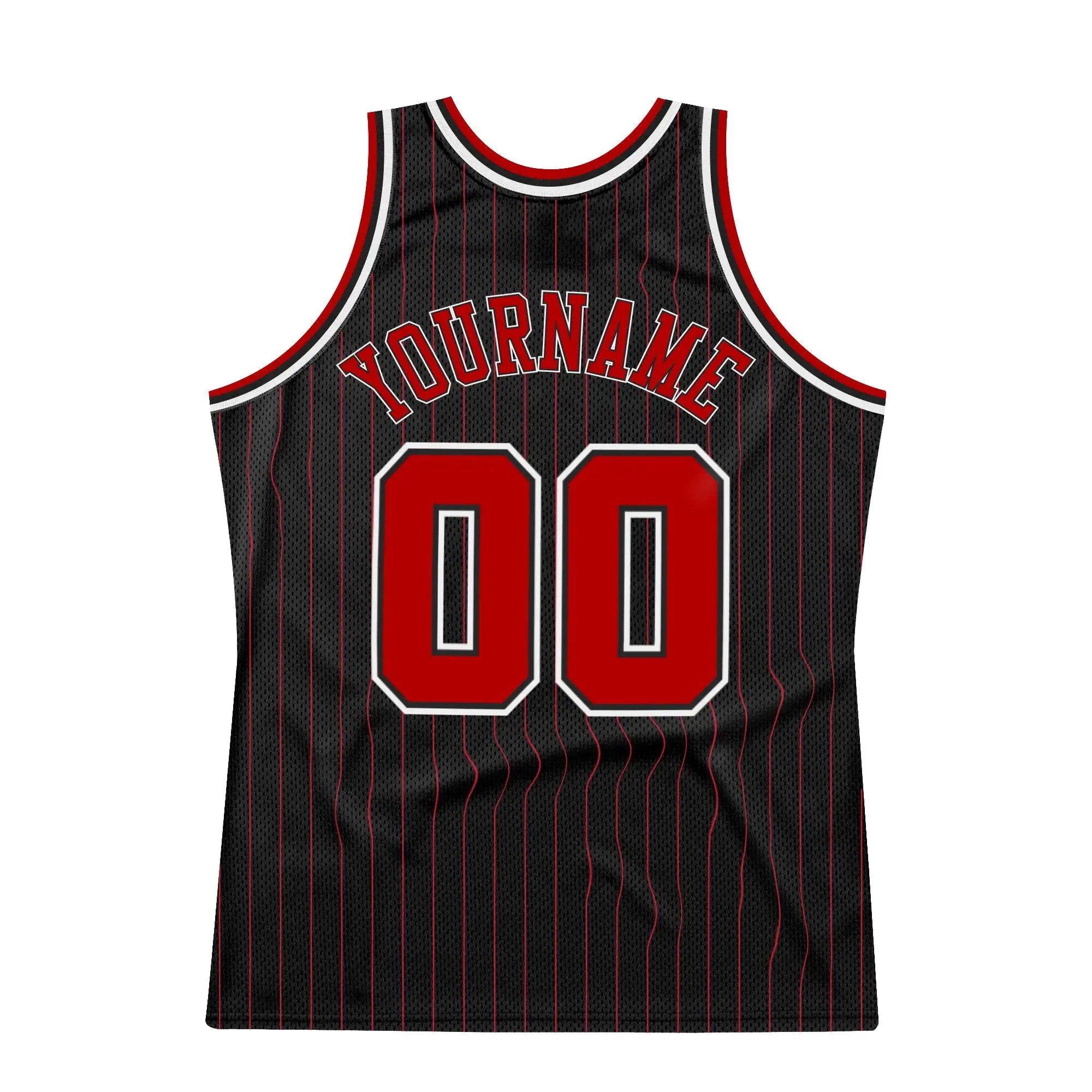 Custom Black  Red Pinstripe Basketball Jersey Red White Stitched Personalized Name Number
