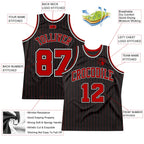 Custom Black  Red Pinstripe Basketball Jersey Red White Stitched Personalized Name Number