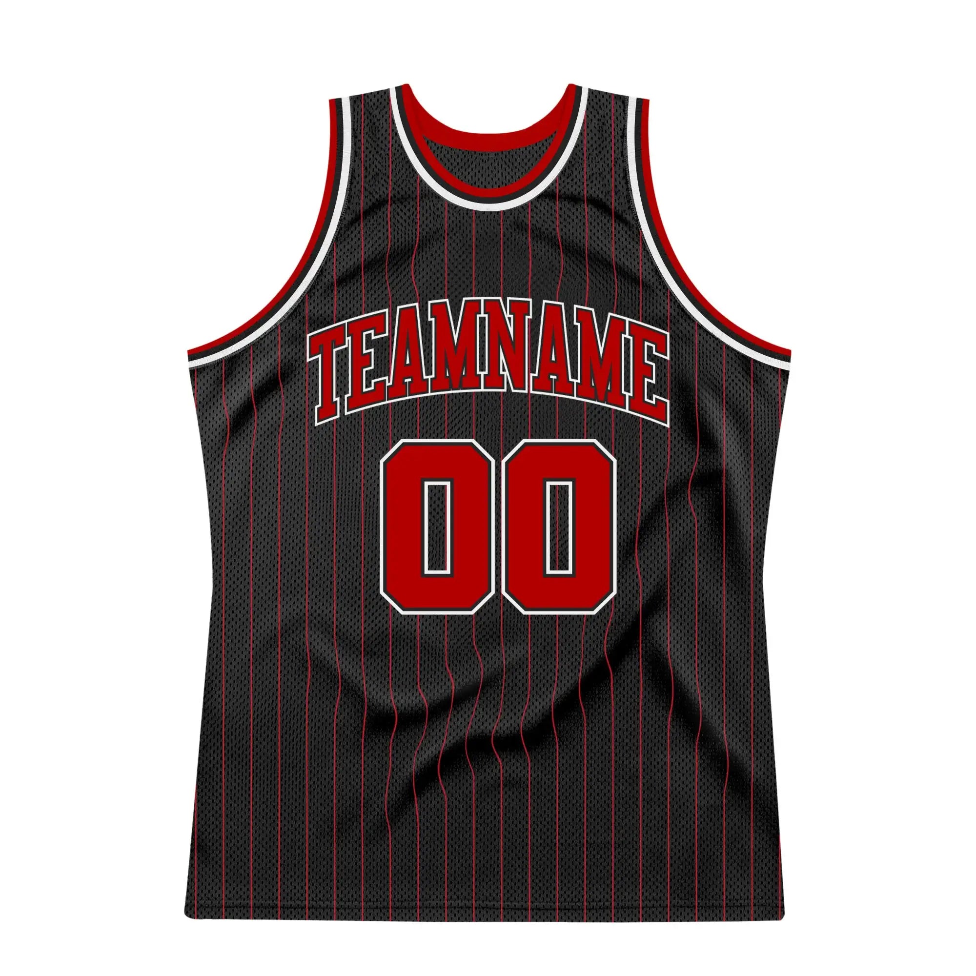 Custom Black  Red Pinstripe Basketball Jersey Red White Stitched Personalized Name Number