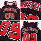 Custom Black  Red Pinstripe Basketball Jersey Red White Stitched Personalized Name Number