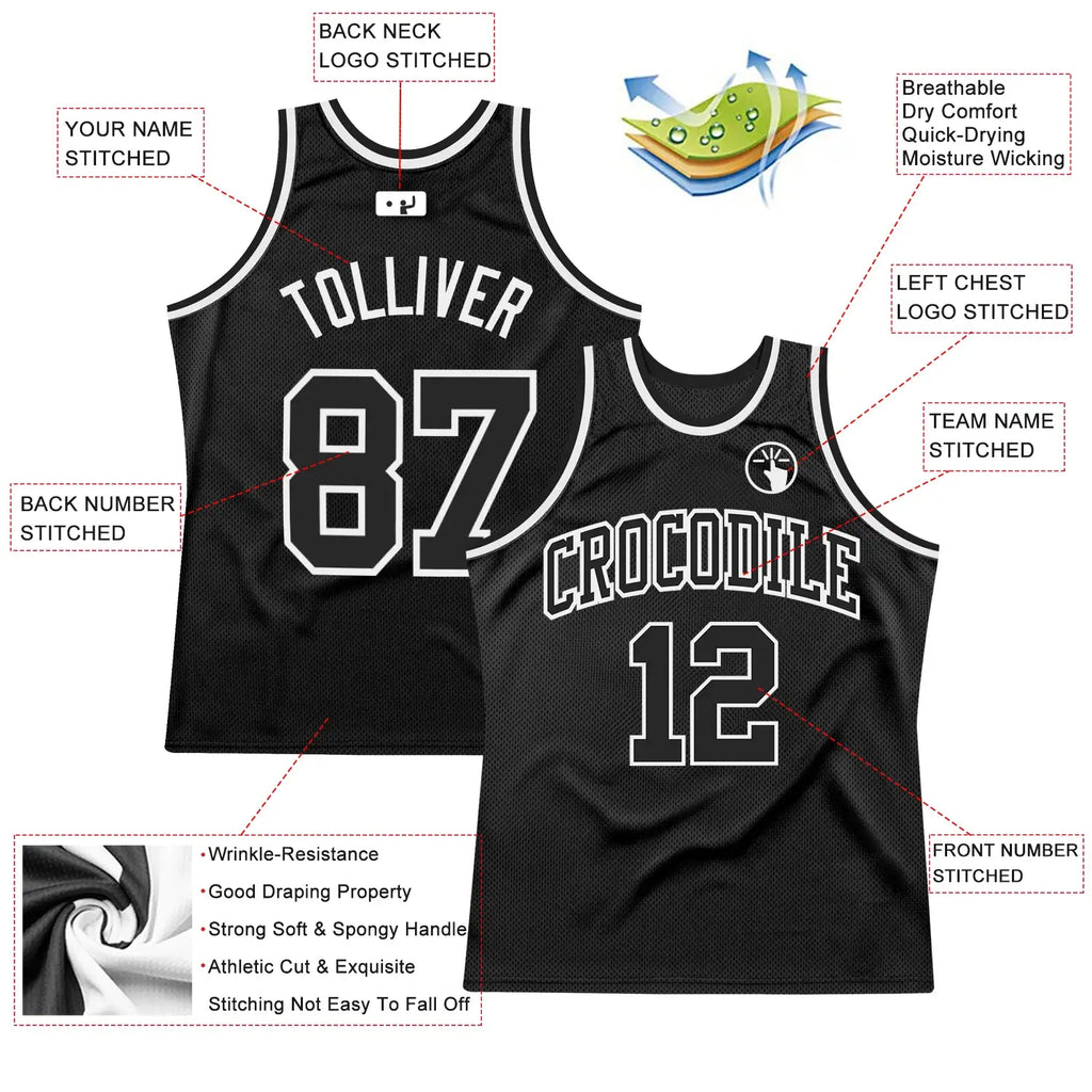Custom Black White Throwback Basketball Jersey Stitched Personalized Name Number