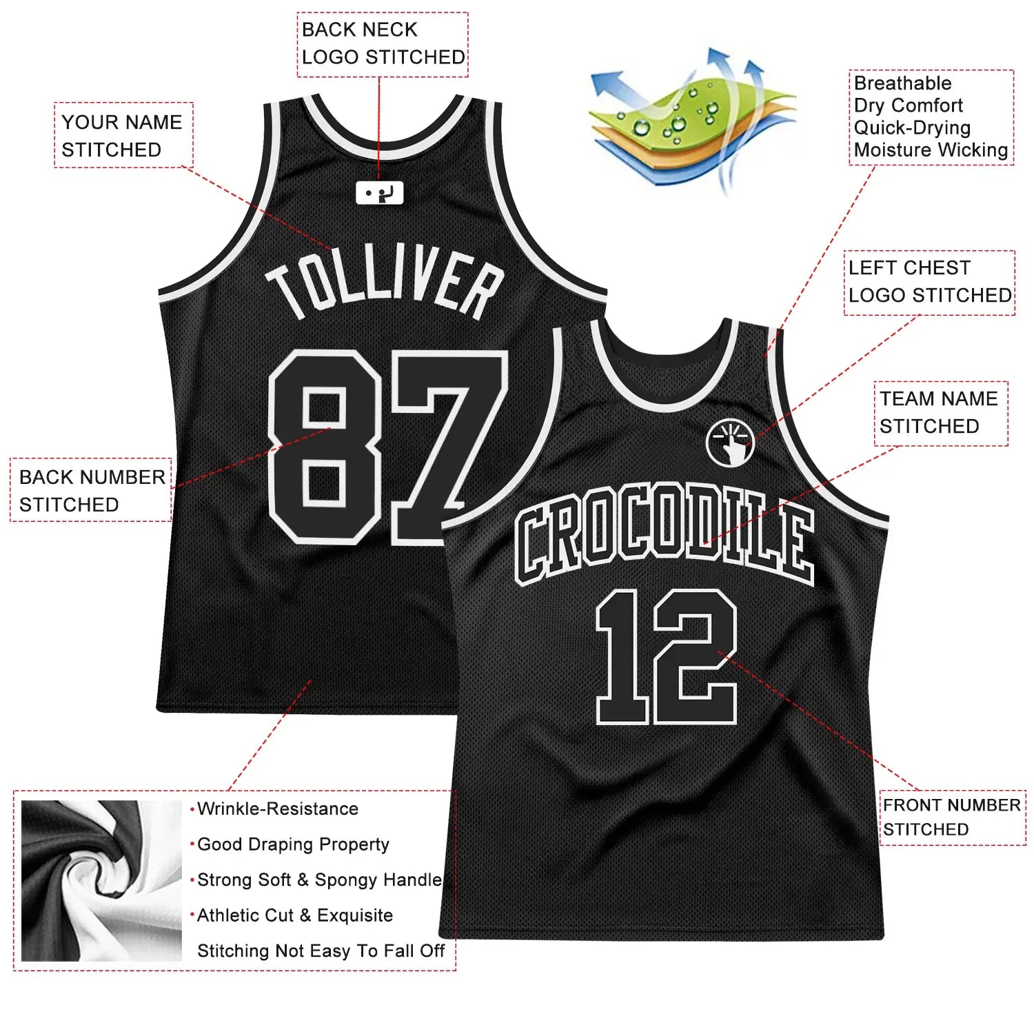 Custom Black White Throwback Basketball Jersey Stitched Personalized Name Number