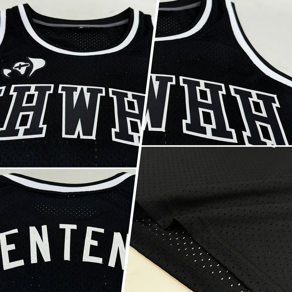 Custom Black White Throwback Basketball Jersey Stitched Personalized Name Number