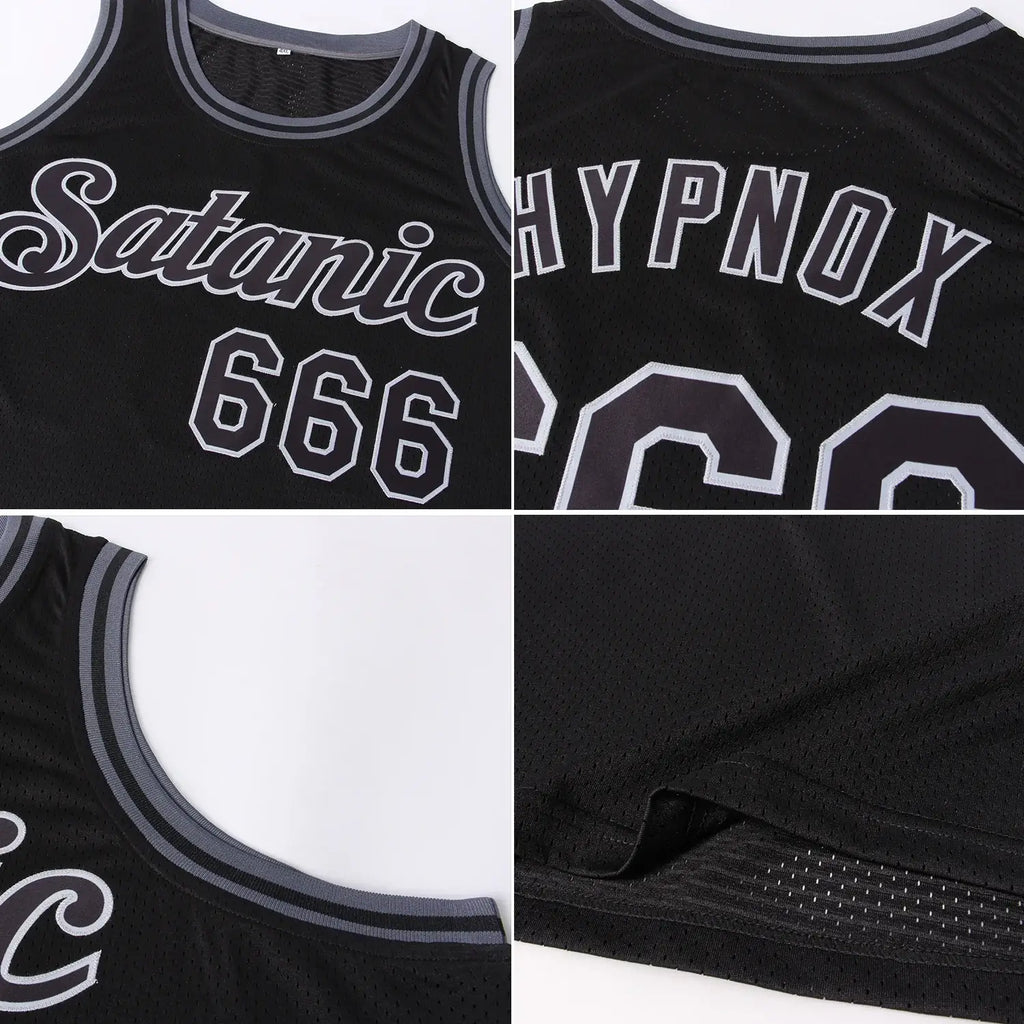 Custom Black & Gray Throwback Basketball Jersey – Authentic