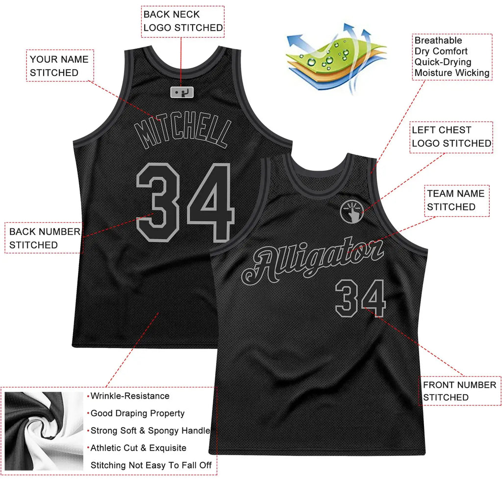 Custom Black & Gray Throwback Basketball Jersey – Authentic