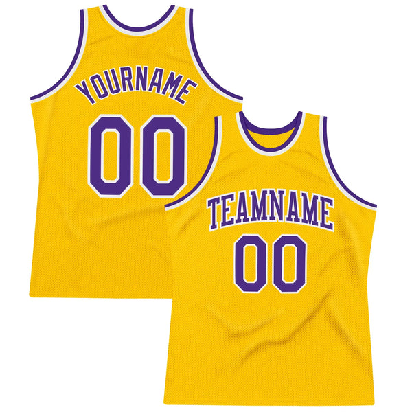 Custom Throwback Basketball Jersey Gold Purple White Sublimation, Team Uniform Kit, Custom Name Number, Unisex Men Women Youth