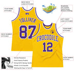 Custom Throwback Basketball Jersey Gold Purple White Sublimation, Team Uniform Kit, Custom Name Number, Unisex Men Women Youth