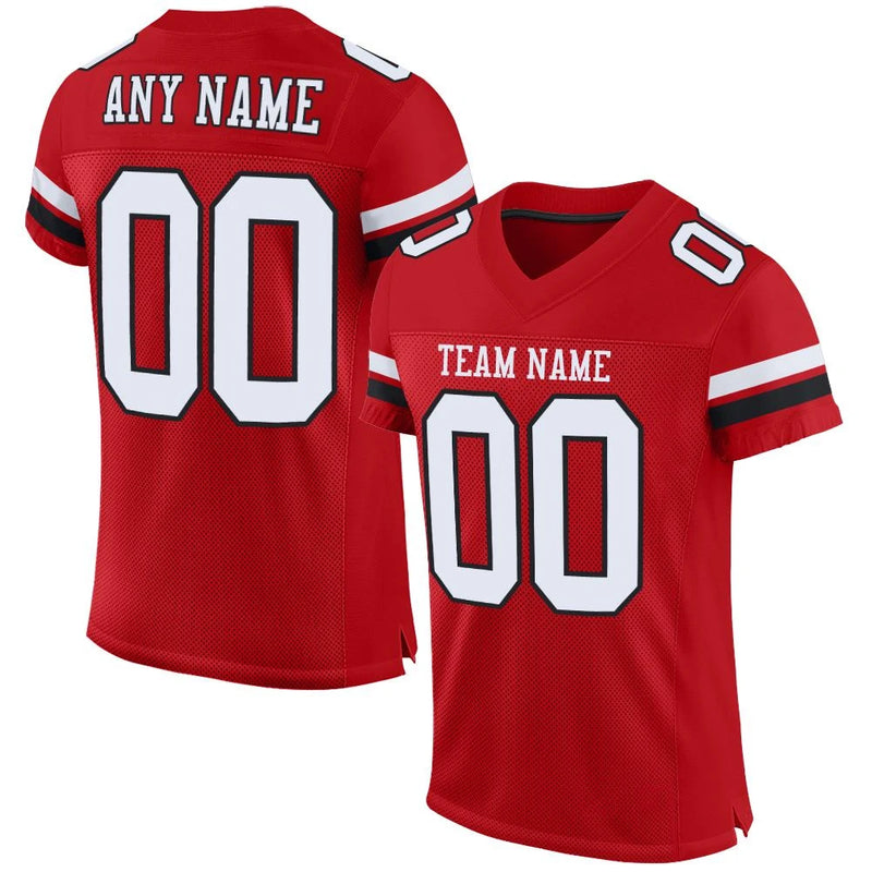 Custom Red White Black Football Jersey