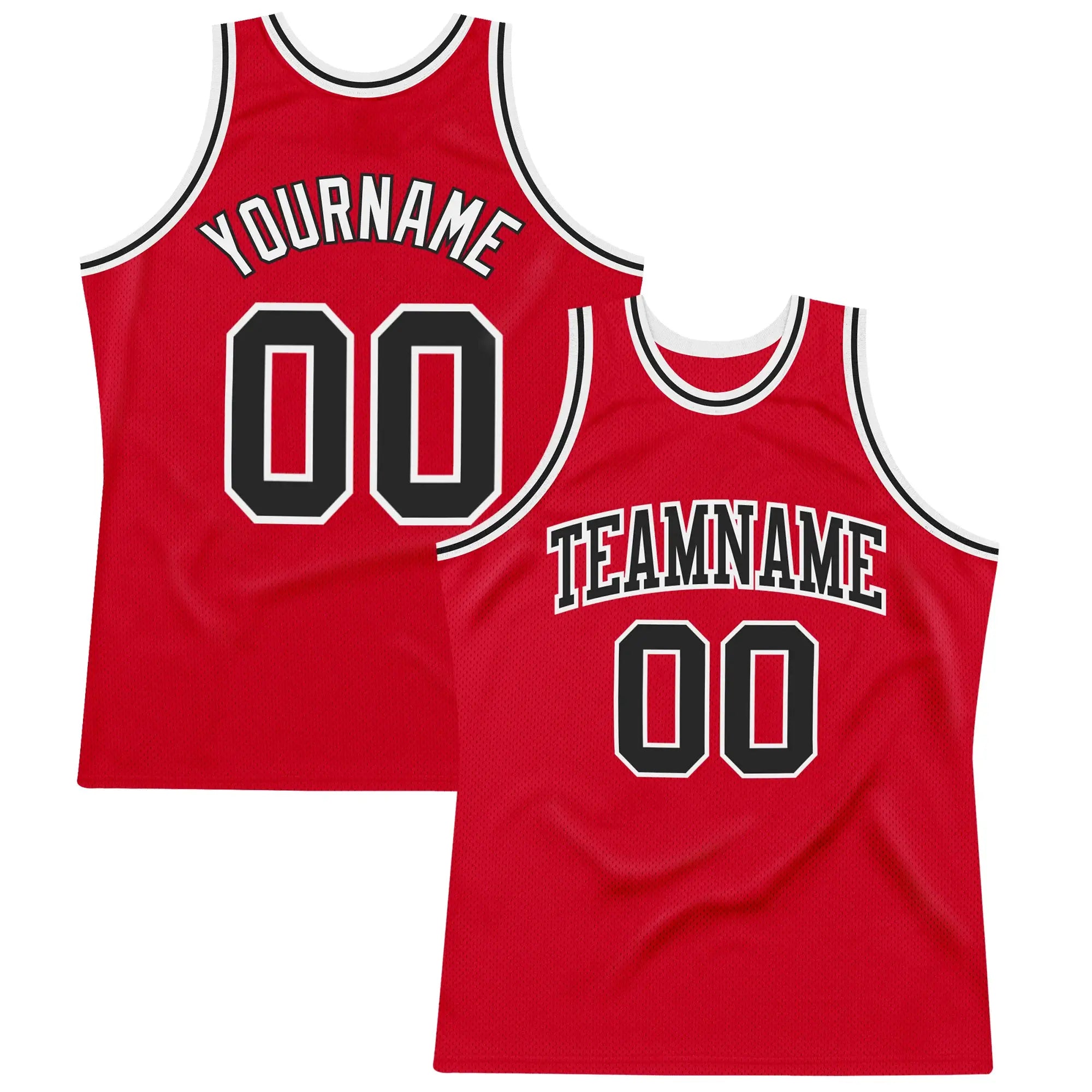 Custom Red, Black & White Throwback Basketball Jersey