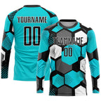 Custom Soccer Jersey Aqua Black White Sublimation, Team Uniform Kit, Custom Name Number, Unisex Men Women Youth