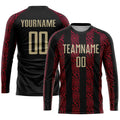 Custom Soccer Jersey Black Vegas Gold Red Sublimation, Team Uniform Kit, Custom Name Number, Unisex Men Women Youth