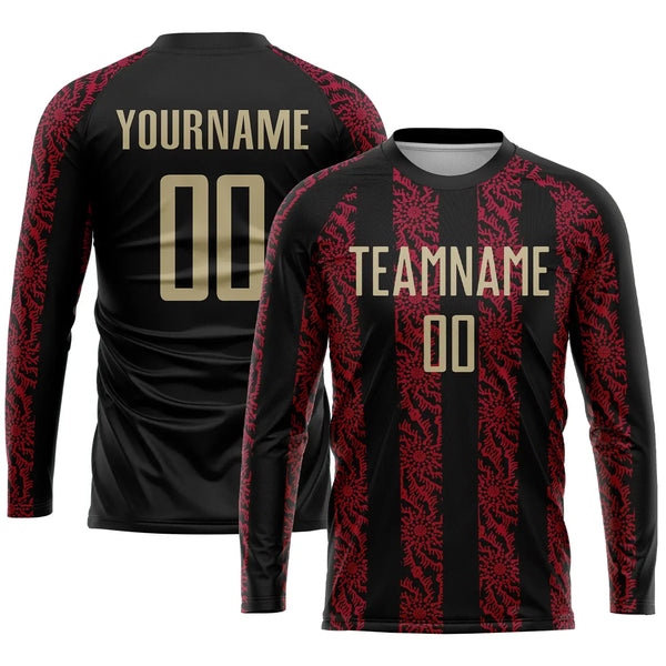 Custom Soccer Jersey Black Vegas Gold Red Sublimation, Team Uniform Kit, Custom Name Number, Unisex Men Women Youth