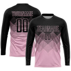 Custom Soccer Jersey Light Pink Black Sublimation, Team Uniform Kit, Custom Name Number, Unisex Men Women Youth